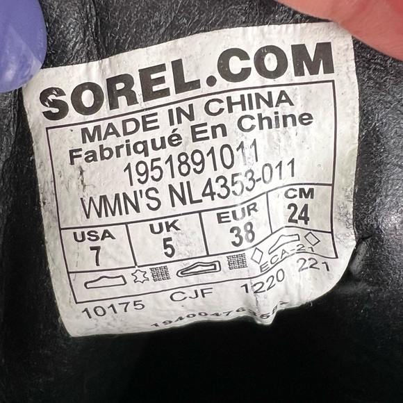 Sorel Brex Lace-up Booties in black, cream with lime green details. - Picture 10 of 11